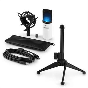 Auna MIC-900WH-LED V1, set de microfon usb, microfon condensator alb + suport de masă imagine