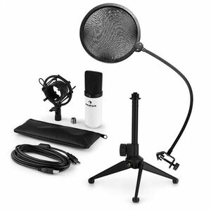 Auna MIC-900WH V2, set de microfon usb, microfon condensator alb + filtru pop + suport de masă imagine