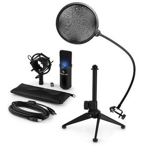 Auna MIC-900B-LED V2, set de microfon usb, microfon condensator alb + filtru pop + suport de masă imagine