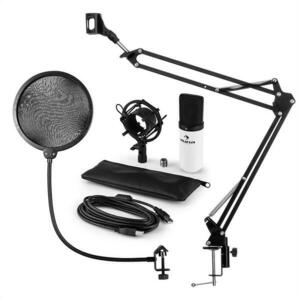 Auna MIC-900WH, USB, set de microfon, set V4, alb, microfon condensator, filtru pop, braț de microfon imagine