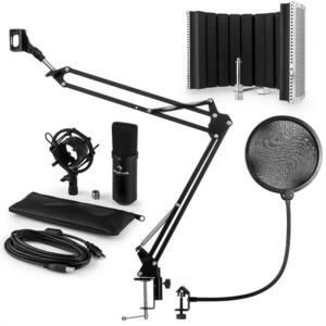 Auna MIC-900B, USB, set de microfon, set V5, negru, microfon condensator, filtru pop, ecran acustic, braț de microfon imagine