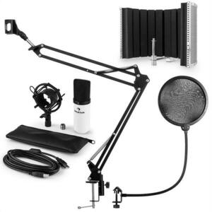 Auna MIC-900WH, set de microfon USB, kit de microfon condensator V5 + braț de microfon, filtru pop, panou de absorpție pentru microfon, alb imagine