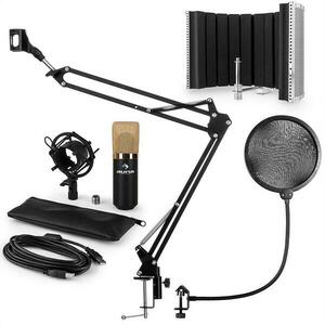 Auna MIC-900BG-V5, auriu, set de microfon, microfon cu condensator, filtru pop, panou de absorbție, braț imagine