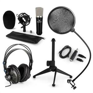 Auna CM003, set de microfon V2, microfon condensator, convertor USB, căști, suport de microfon imagine