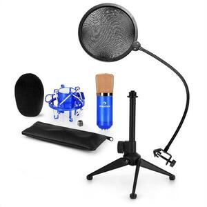 Auna CM001BG, set de microfon V2, microfon condensator, suport de microfon, filtru pop, culoare albastră imagine