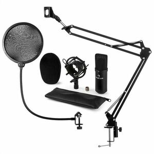 Auna CM0011B, set de microfon V4, microfon condensator, braț de microfon, protecție POP, negru imagine