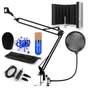 Auna CM001BG set de microfon V5 microfon cu condensator, adaptor USB, curea pentru microfon, filtru pop -albastru imagine