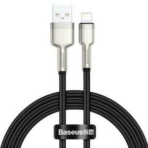Cablu de date, Baseus Cafule, CALJK-A01, USB la Lightning, Quick Charge, 2.4A, Lungime 1m, 480 Mb/s, Negru/Gri, Tip snur acoperit cu nailon imagine