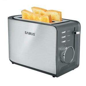 Prajitor de paine Samus Toasty, 850 W, Capacitate 2 felii, 7 Trepte Prajire, Dezghetare, Inox imagine