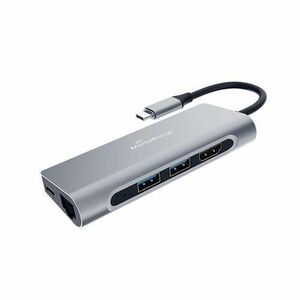 Cablu adaptor multiport 7in1 MediaRange, USB C, Argintiu imagine