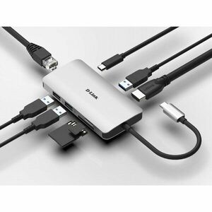 Hub USB, DUB-M810, 8 in 1, HDMI, Ethernet, Card Reader imagine