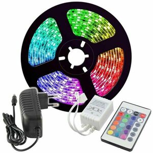 Kit Banda LED RGB BAGRA, 5 metri, 24W, 30 SMD LED/m, 230V, lumina alba si color imagine