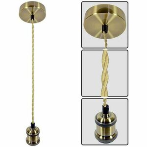 Pendul RETRO Antique Brass, E27, max. 60W, textil/Metal, IP20, Ø100mm, cablu dublu Auriu 1m, bec neinclus imagine
