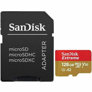 Card memorie SANDISK EXTREME microSDXC, 128GB, Clasa 10, UHS-I U3 + Adaptor SD imagine
