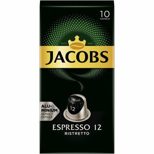 Capsule cafea Jacobs Espresso Ristretto, intensitate 12, compatibile Nespresso, 10 capsule aluminiu, 50g imagine