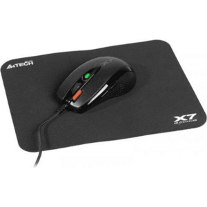 Set mouse cu mousepad A4-Tech, USB, 3000 dpi, Negru imagine