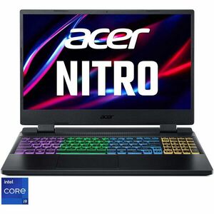 Laptop Acer Nitro 5 AN515-58-916W cu procesor Intel® Core™ i9-12900H pana 5.0GHz, 15.6, QHD, IPS, 165Hz, 16GB DDR5, 1TB SSD, NVIDIA® GeForce RTX™ 4060 8 GB GDDR6, No OS, Black, imagine