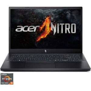 Laptop Acer Nitro V15 ANV15-41-R5DY cu procesor AMD Ryzen™ 5 7535HS pana la 4.55GHz, 15.6, Full-HD, IPS 144Hz, 16GB DDR5, 512GB SSD, NVIDIA® GeForce RTX™ 4050 6 GB GDDR6, No OS, Obsidian Black imagine