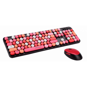 Kit wireless tastatura + mouse Serioux Retro, rosu imagine