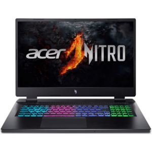 Laptop Acer Gaming 17.3'' Nitro 17 AN17-42, FHD IPS 165Hz, Procesor AMD Ryzen™ 7 8845HS (16M Cache, up to 5.10 GHz), 16GB DDR5, 512GB SSD, GeForce RTX 4050 6GB, No OS, Obsidian Black imagine
