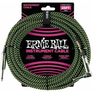 Ernie Ball P06066 Negru-Verde 7, 5 m Drept - Oblic imagine