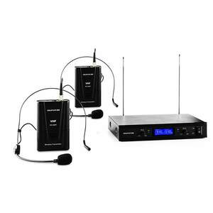 Auna Pro VHF 400 Duo 2 2 canale VHF microfon fără fir set receptor 1x + 2x microfoane - casca imagine