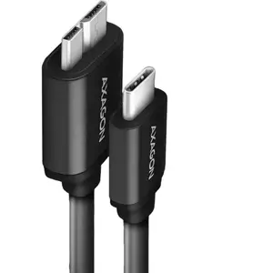 Cablu Axagon BUMM3-CM10AB Micro USB-B la USB-C 1m 3A Impletit Black imagine