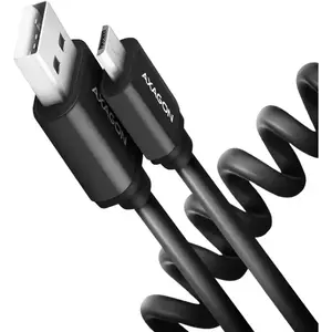 Cablu Axagon BUMM-AM10TB Micro USB la USB-A 0.6m 2.4A Twister Black imagine