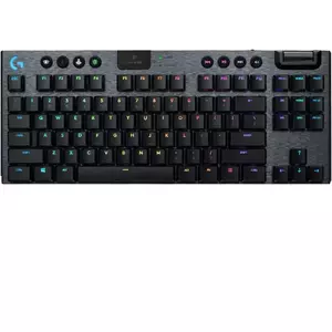 Tastatura mecanica gaming Logitech G915 TKL, Ultraslim, Lightspeed Wireless & Bluetooth, Lightsync RGB, Switch Tactil, Negru Carbon imagine