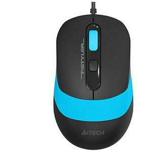 Mouse A4tech, PC sau NB, cu fir, USB, optic, 1600 dpi, butoane/scroll 4/1, buton selectare viteza, Negru / Albastru imagine