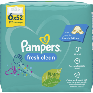 Servetele umede Pampers Fresh Clean, 6 pachete x 52, 312 buc imagine