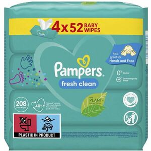Servetele umede Pampers Fresh Clean, 4 pachete x 52, 208 buc imagine