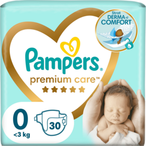 Scutece Pampers Premium Care 0 New Born Carry Pack, 30 bucati imagine