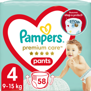 Scutece-chilotel Pampers Premium Care Pants Mega Box Marimea 4, 9-15 kg, 58 buc imagine