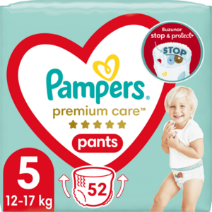 Scutece-chilotel Pampers Premium Care Pants Mega Box Marimea 5, 12-17 kg, 52 buc imagine