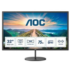 Monitor IPS LED AOC 31.5inch Q32V4, QHD (2560 x 1440), HDMI, DisplayPort, Boxe, 75 Hz (Negru) imagine