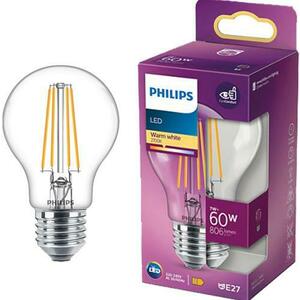 Bec LED Philips Classic A60, EyeComfort, E27, 7W (60W), 806 lm, lumina alba calda (2700K) imagine