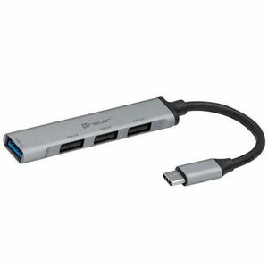 HUB USB H40, TRACER, Aluminiu, 4 porturi, 1 x USB 3.0, 3 x USB 2.0, Cu USB-C (Gri/Negru) imagine