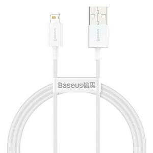 Cablu de date Baseus CALYS-A02, USB, Lightning, 2.4A, 1m (Alb) imagine