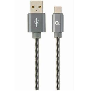 Cablu alimentare si date Gembird, USB 2.0 (T) la USB 2.0 Type-C (T), 2m, Gri /Alb, CC-USB2S-AMCM-2M-BG imagine