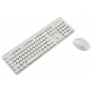 Kit Wireless Mouse si Tastatura Serioux Retro light 9910WH, US layout, 1600 DPI, USB (Alb) imagine
