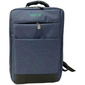 Rucsac Spacer New York pentru laptop 17inch, compartiment laptop si compartiment calatorie, buzunar frontal, waterproof, poliester (Albastru) imagine