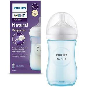 Biberon Philips Avent Natural Response SCY903/21, 260 ml, tetina care functioneaza ca sanul mamei, cu debit 3, tetina fara scurgeri, +1 luni, fara BPA, usor de curatat, Bleu imagine