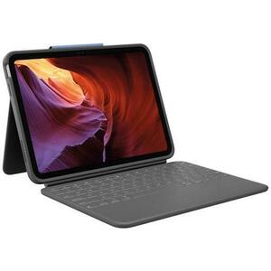 Husa cu tastatura Logitech Rugged Folio cu Smart Connector pentru iPad 10, US, Gri imagine