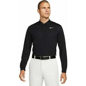 Nike Dri-Fit Victory Solid Mens Long Sleeve Polo Black/White 2XL imagine