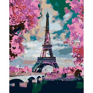 Zuty Pictura cu diamant Turnul Eiffel și copacii roz imagine