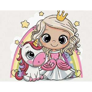 Zuty Pictura cu diamant Fată Și Unicorn Cu Curcubeu imagine