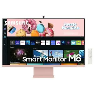 Monitor VA LED Samsung Smart 32inch M80B, Ultra HD (3840 x 2160), Micro HDMI, Wi-Fi, Bluetooth, Boxe (Alb/Roz) imagine