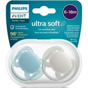 Set 2 suzete Philips-Avent SCF091/17, ultra soft 6-18 luni, Ortodontice, fara BPA, Gri/Albastra imagine