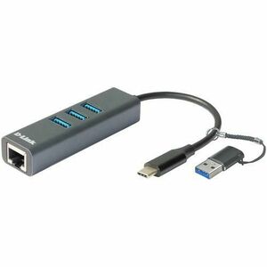 Hub USB D-LINK DUB-2332, USB 3.0, port RJ-45 Gigabit, Negru imagine
